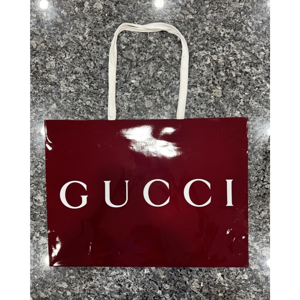 Gucci Shopping Gift Bag Only Red Burgundy Receipt Holder 23"x17"x8"